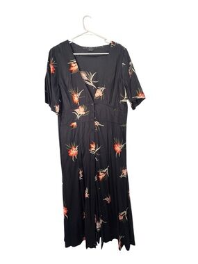 RVCA Black Floral V-Neck Maxi Dress